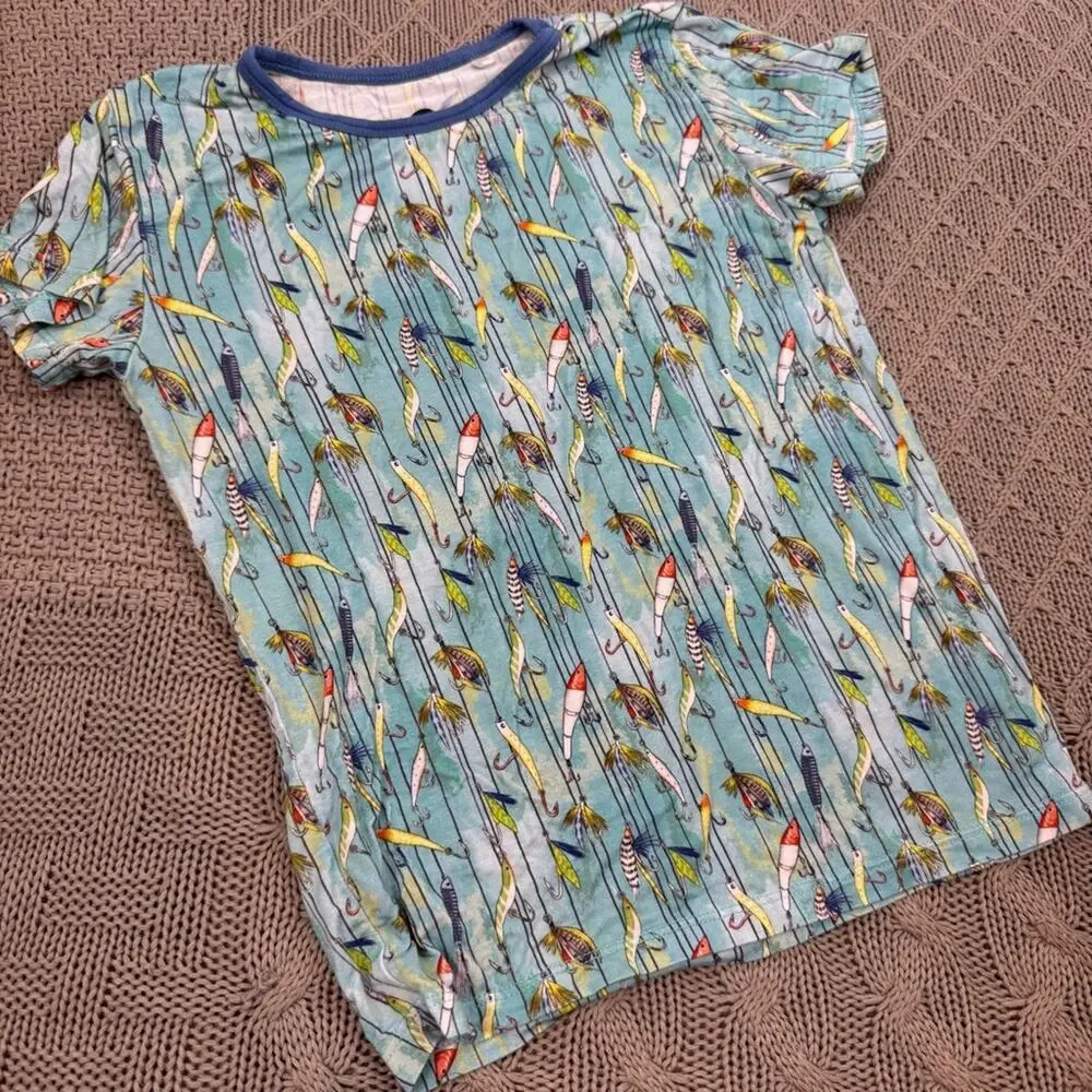 George Hats Kids Blue Fly Fishing Print Pajama Set ~ 5T